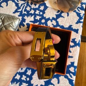 Hermes Gold and Black Cuff Bracelet